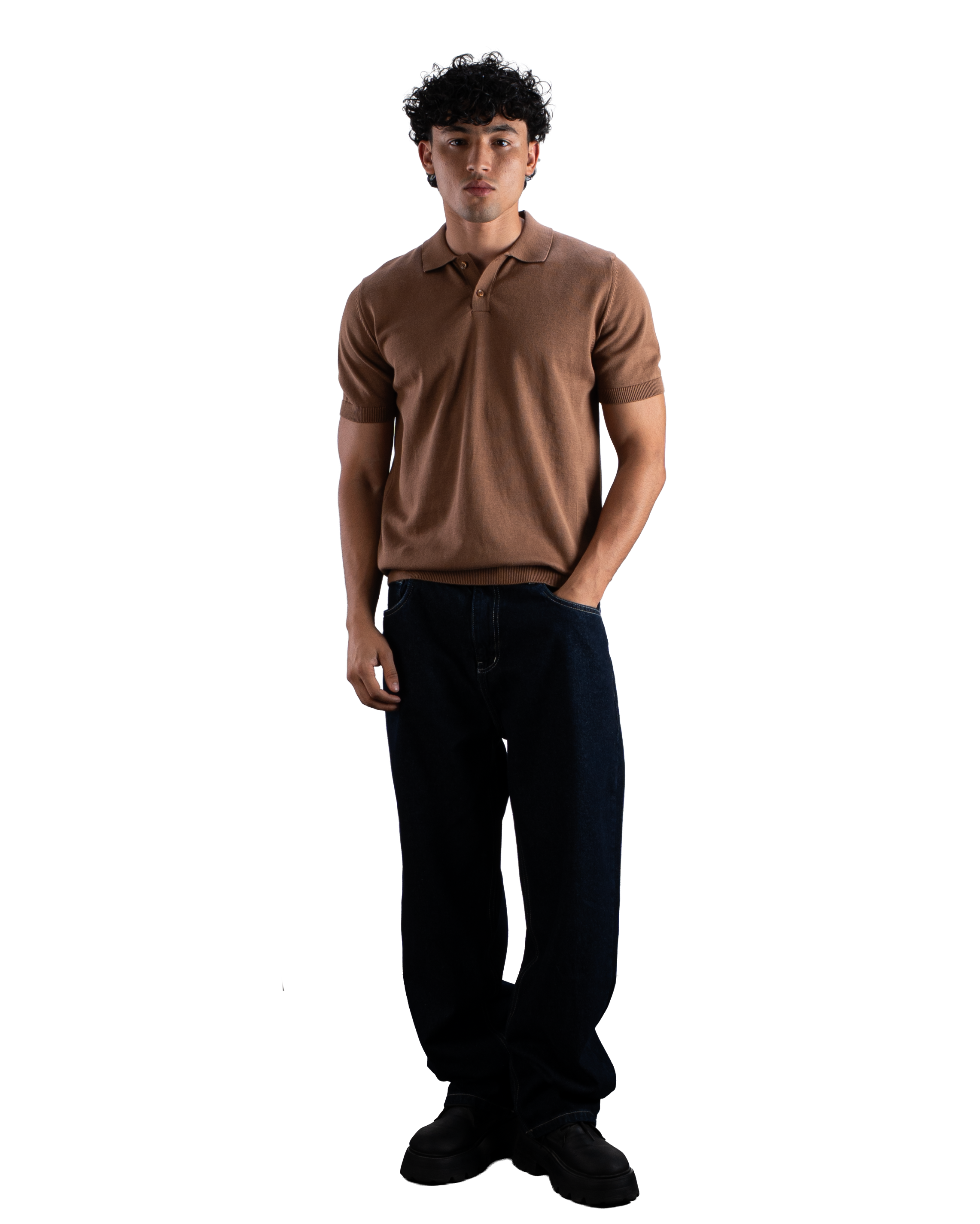 Brown Knit Polo T-Shirt Eleven Percent