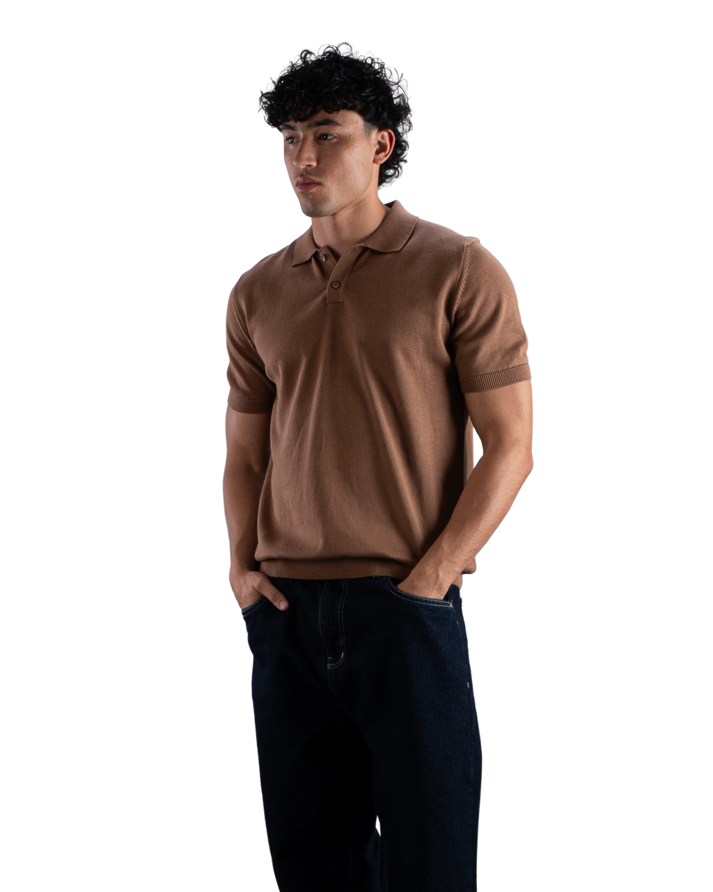Brown Knit Polo T-Shirt Eleven Percent