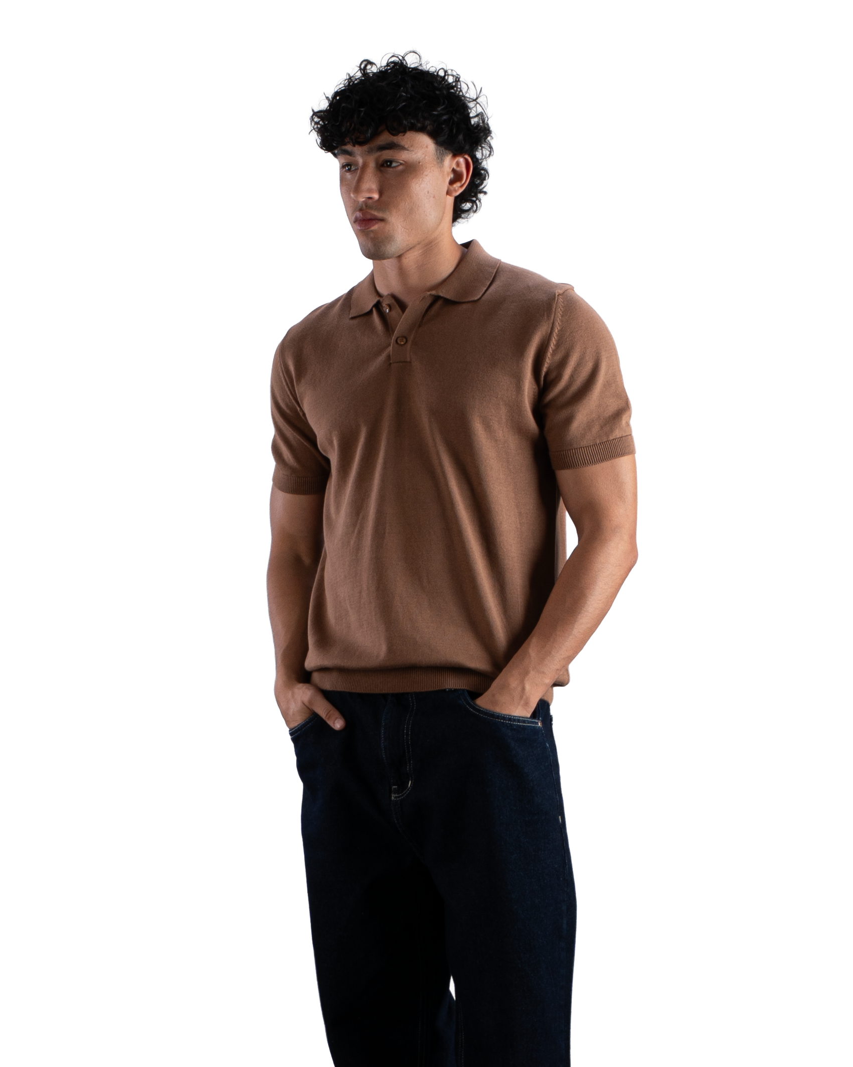 Brown Knit Polo T-Shirt Eleven Percent