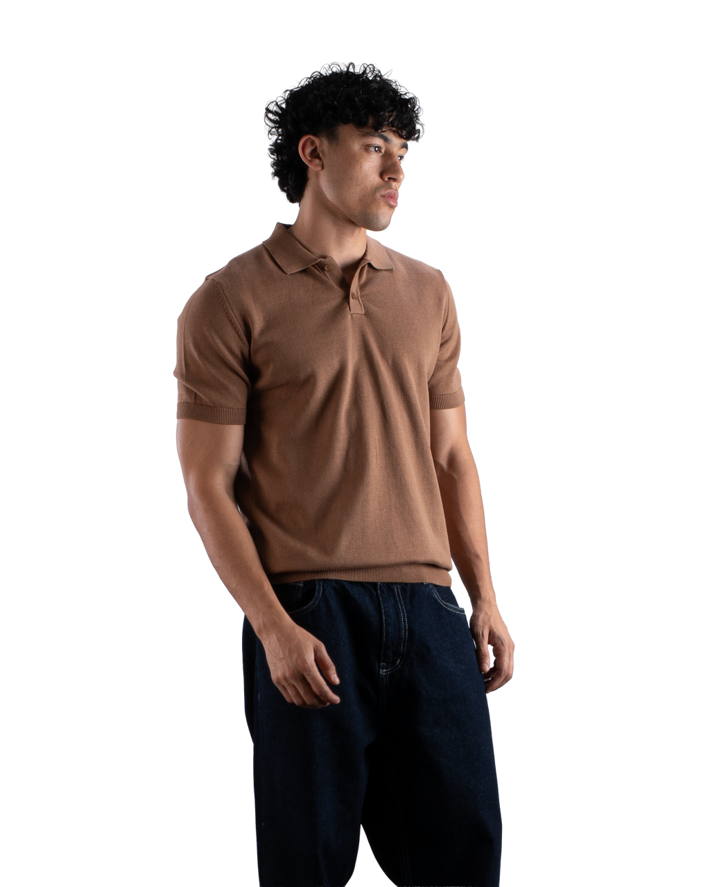 Brown Knit Polo T-Shirt Eleven Percent