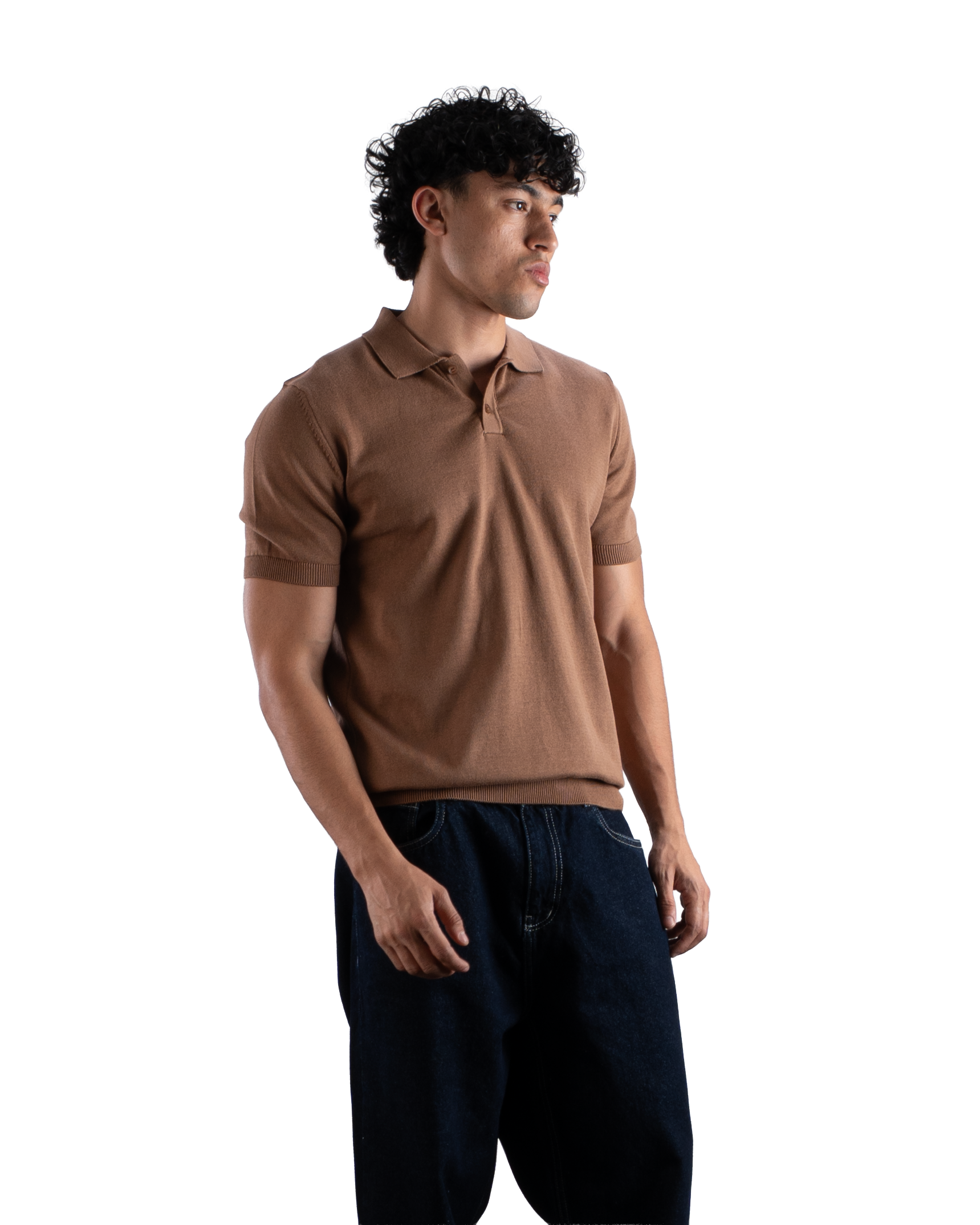 Brown Knit Polo T-Shirt Eleven Percent