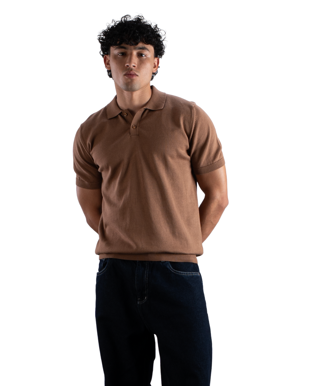 Brown Knit Polo T-Shirt Eleven Percent
