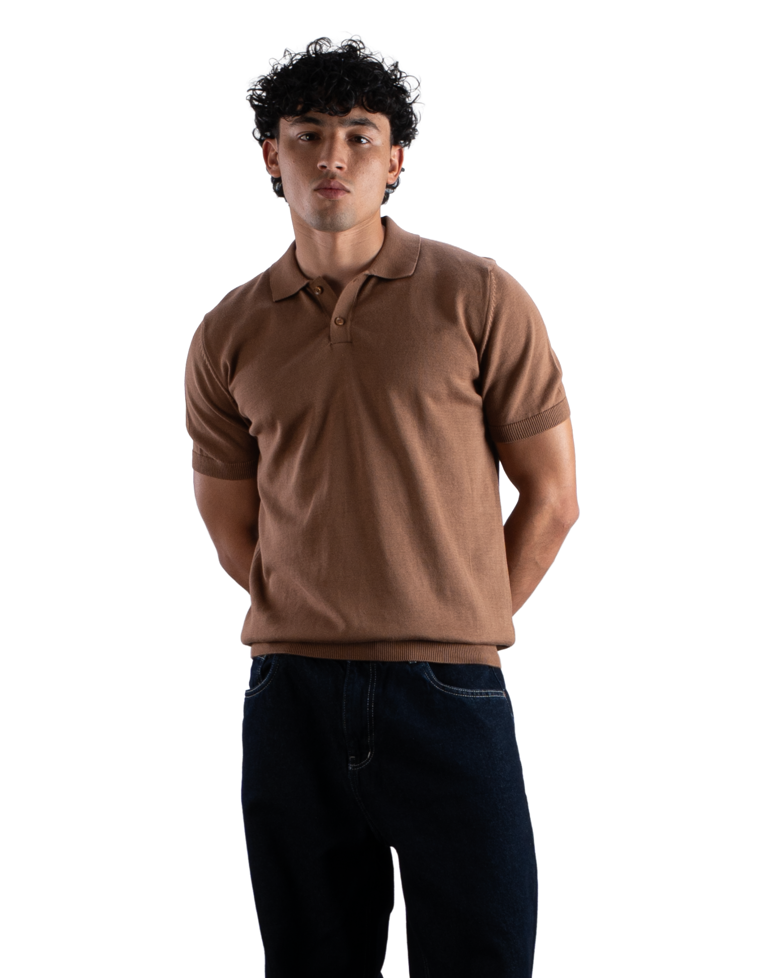 Brown Knit Polo T-Shirt Eleven Percent