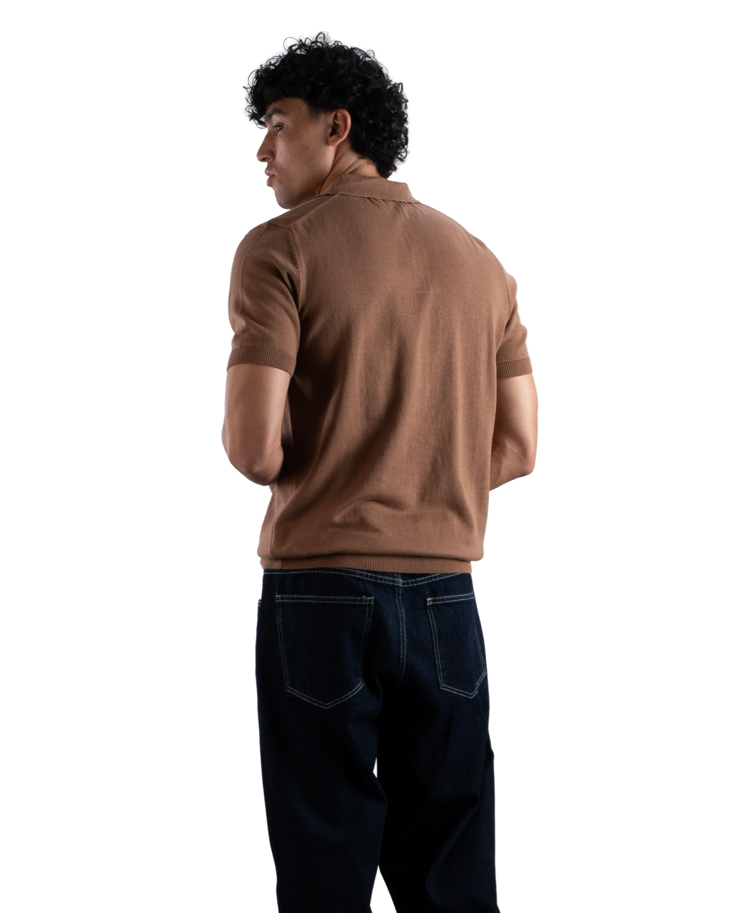 Brown Knit Polo T-Shirt Eleven Percent