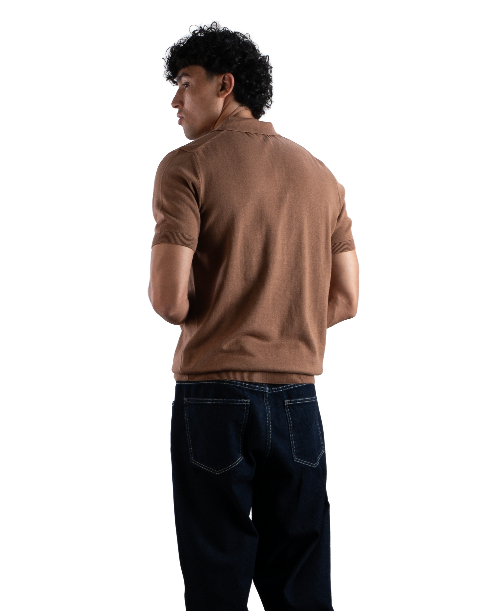 Brown Knit Polo T-Shirt Eleven Percent